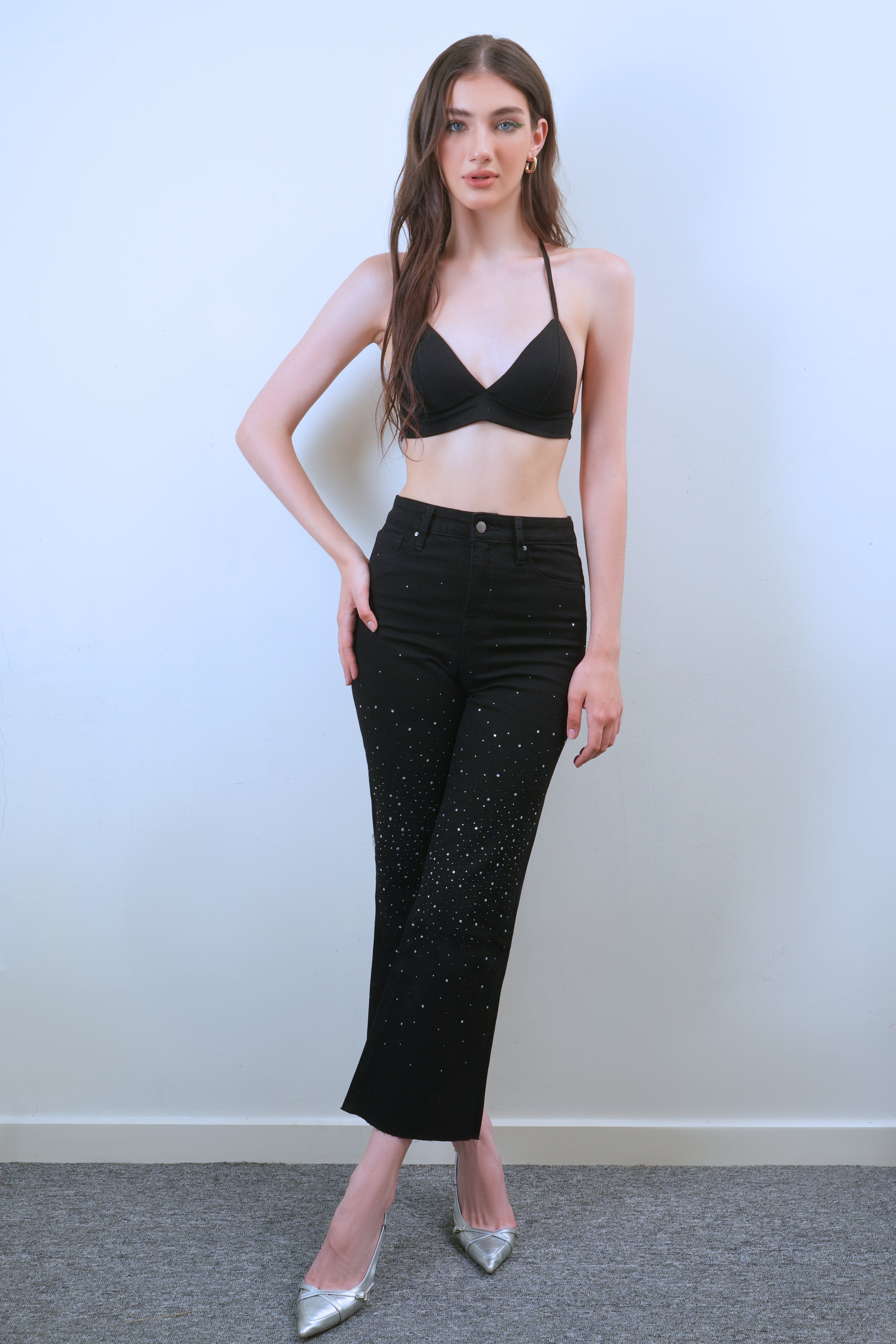 High Rise Ankle Flared with Raw Hem Jeans
